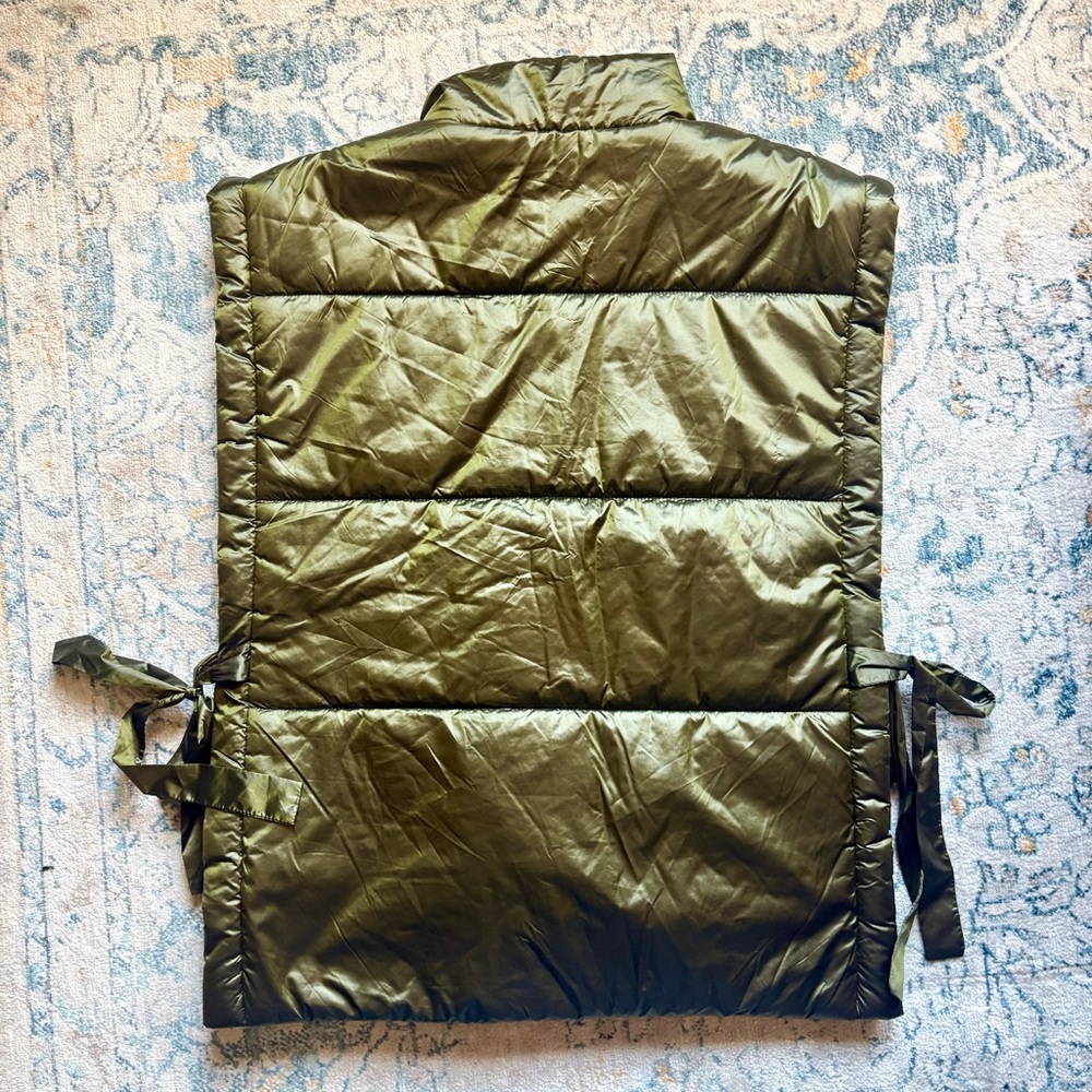 Anthropologie Pilcro Packable Puffer Vest Tie Sides Olive Green OS Spring Travel - Picture 9 of 9